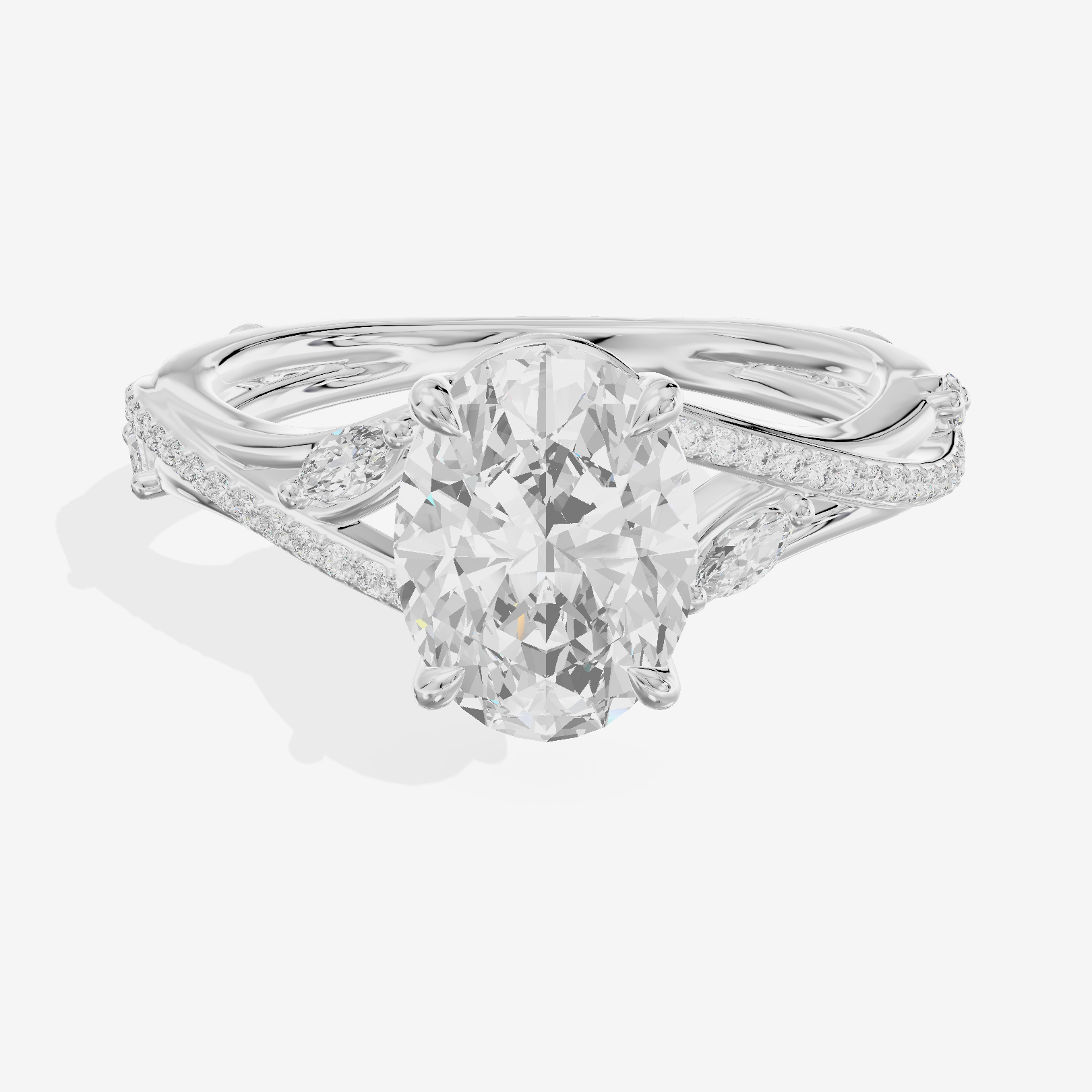 Twined Adorae Oval Twisted Engagement Ring (1/4 ct. tw.) in 18K White Gold