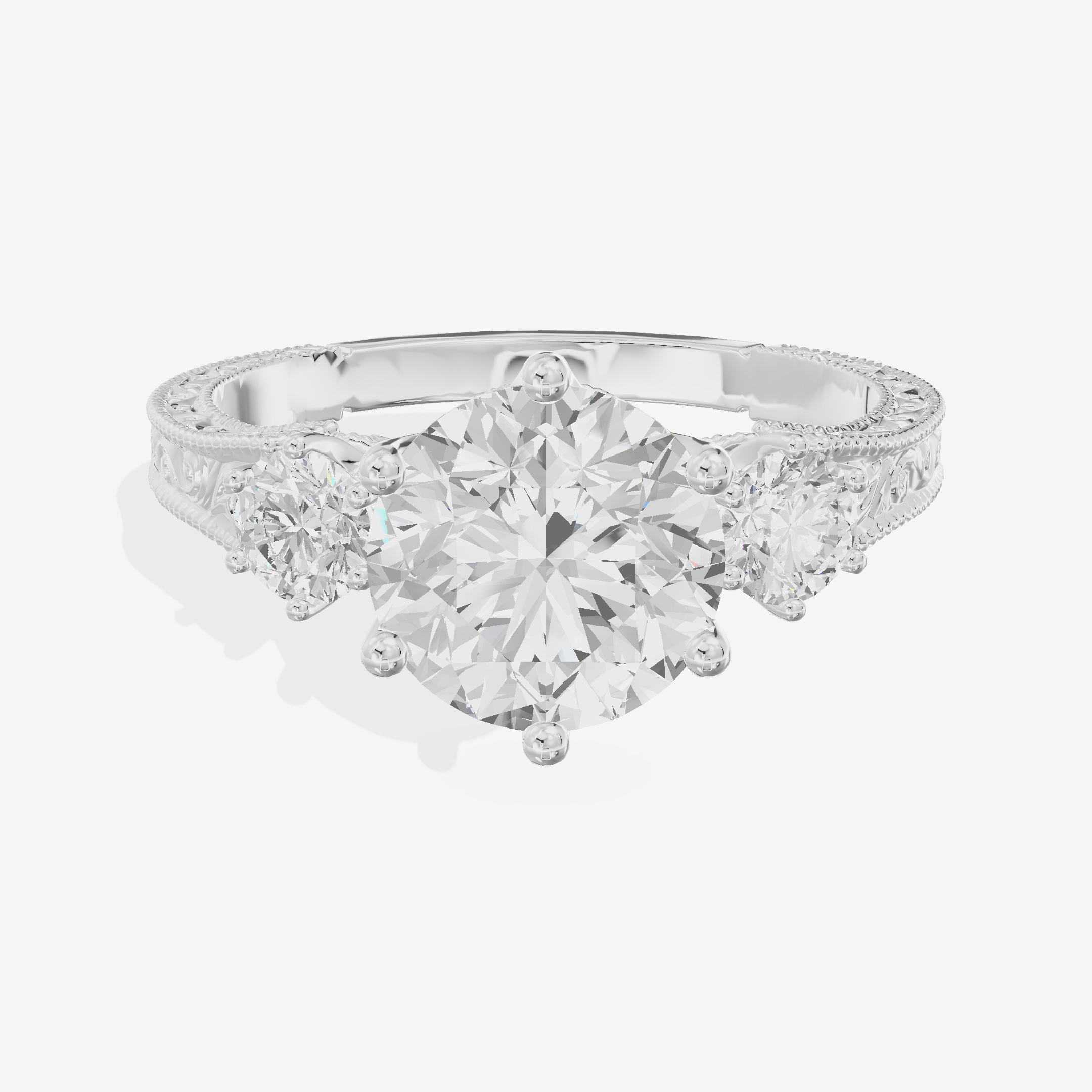 Lumera Three Stone Round Engagement Ring (1/3 ct. tw.) in 18K White Gold