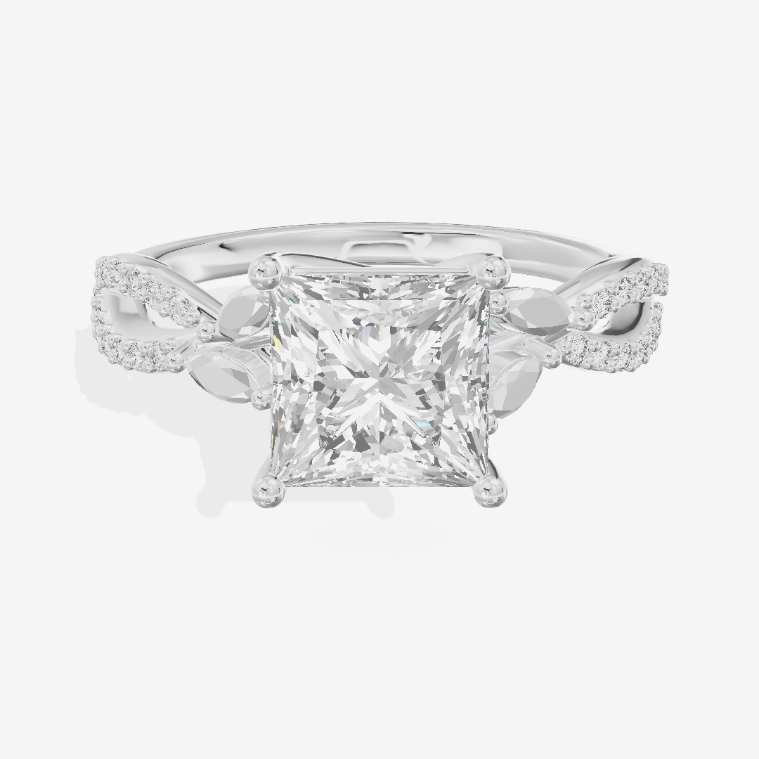 Luxe Domeline 1.5mm Princess Solitaire Engagement Ring (1/8 ct. tw.) in 18K White Gold