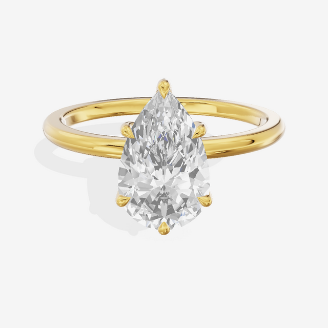 Sincere Cathedral 1.5mm Pear Six-Prong Engagement Ring in 18K Yellow Gold
