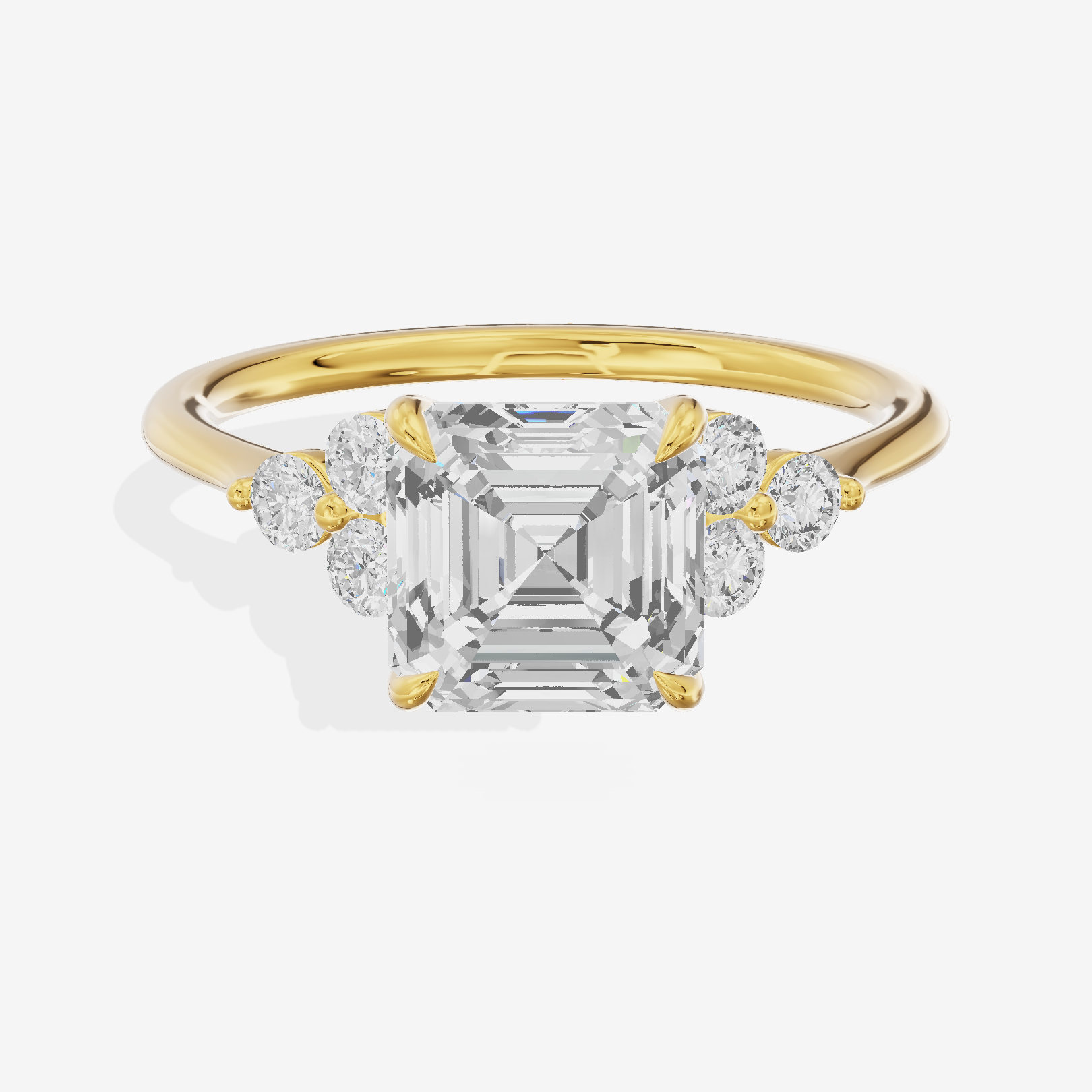 Luxe Trueheart Asscher Engagement Ring with Side Stones (1/5 ct. tw.) in 18K Yellow Gold