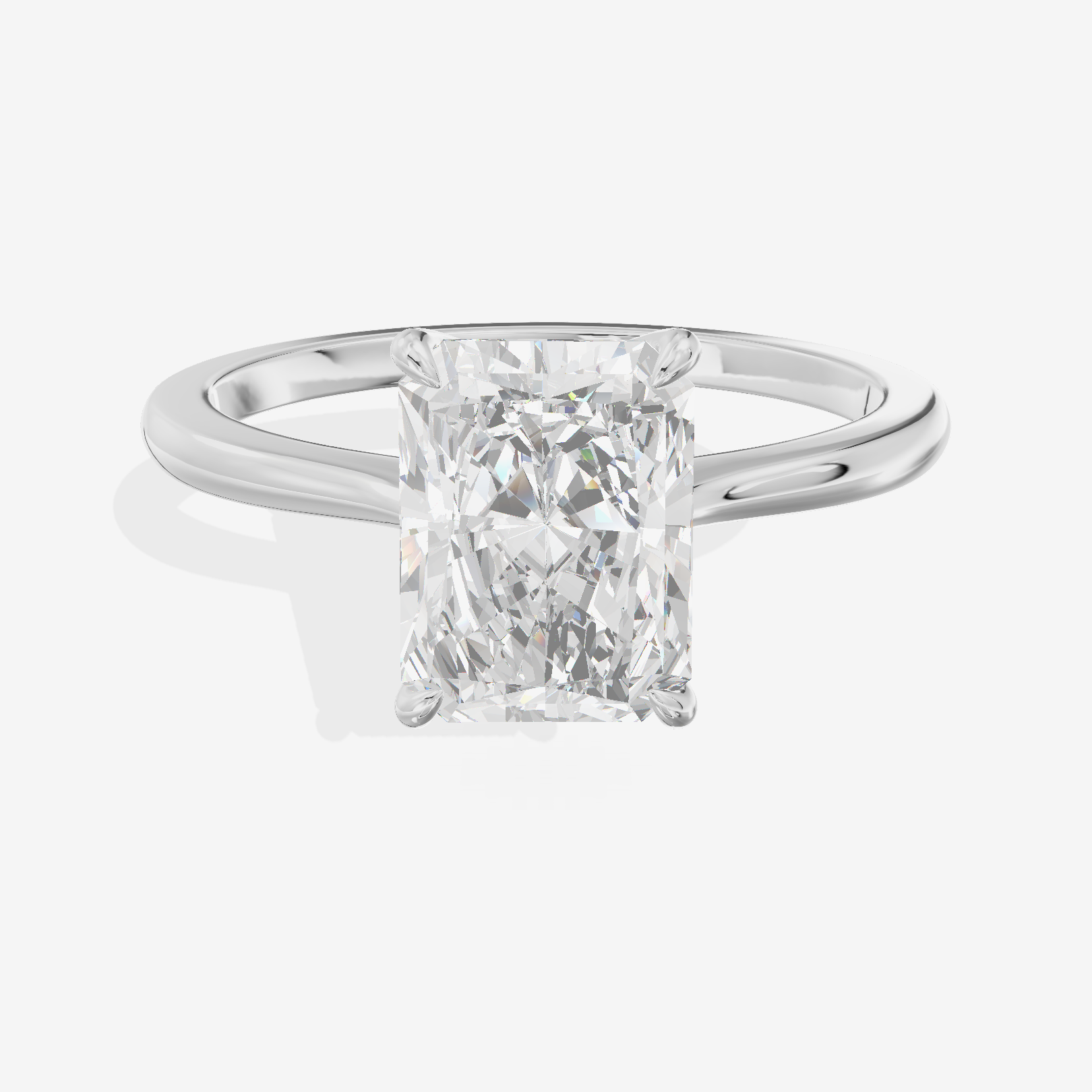 Bowed Adorae 1.5mm Radiant Solitaire Engagement Ring in Platinum