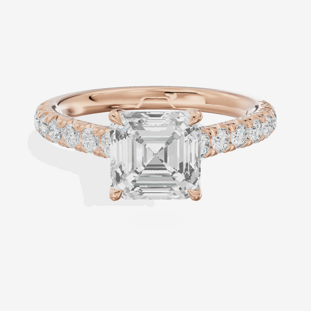 Whispered Sincere Asscher Engagement Ring with Side Stones (2/5 ct. tw.) in 18K Rose Gold