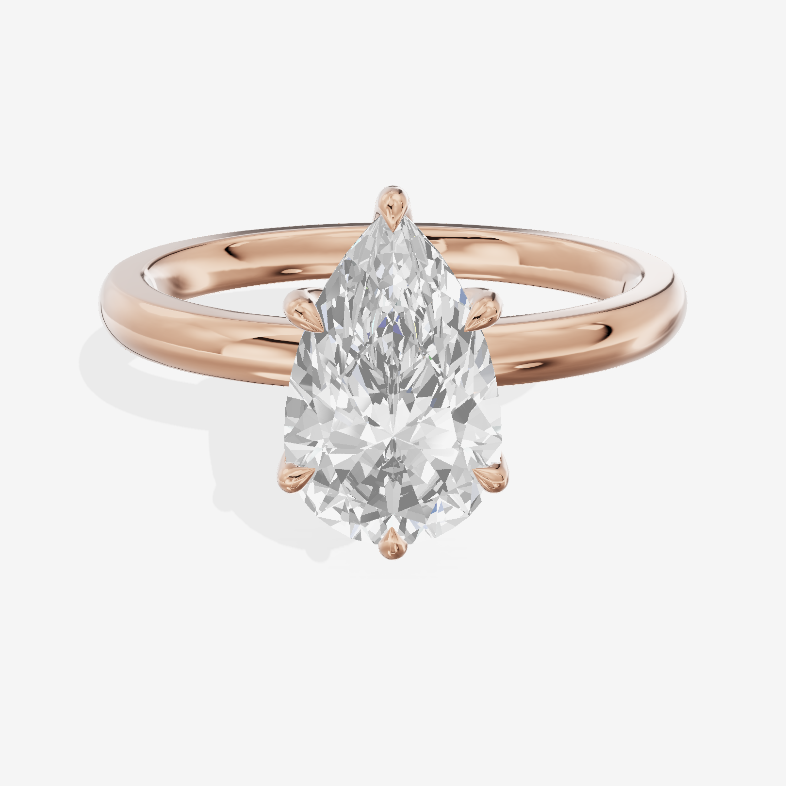 Luxe Domeline 1.5mm Pear Solitaire Engagement Ring (1/8 ct. tw.) in 18K Rose Gold
