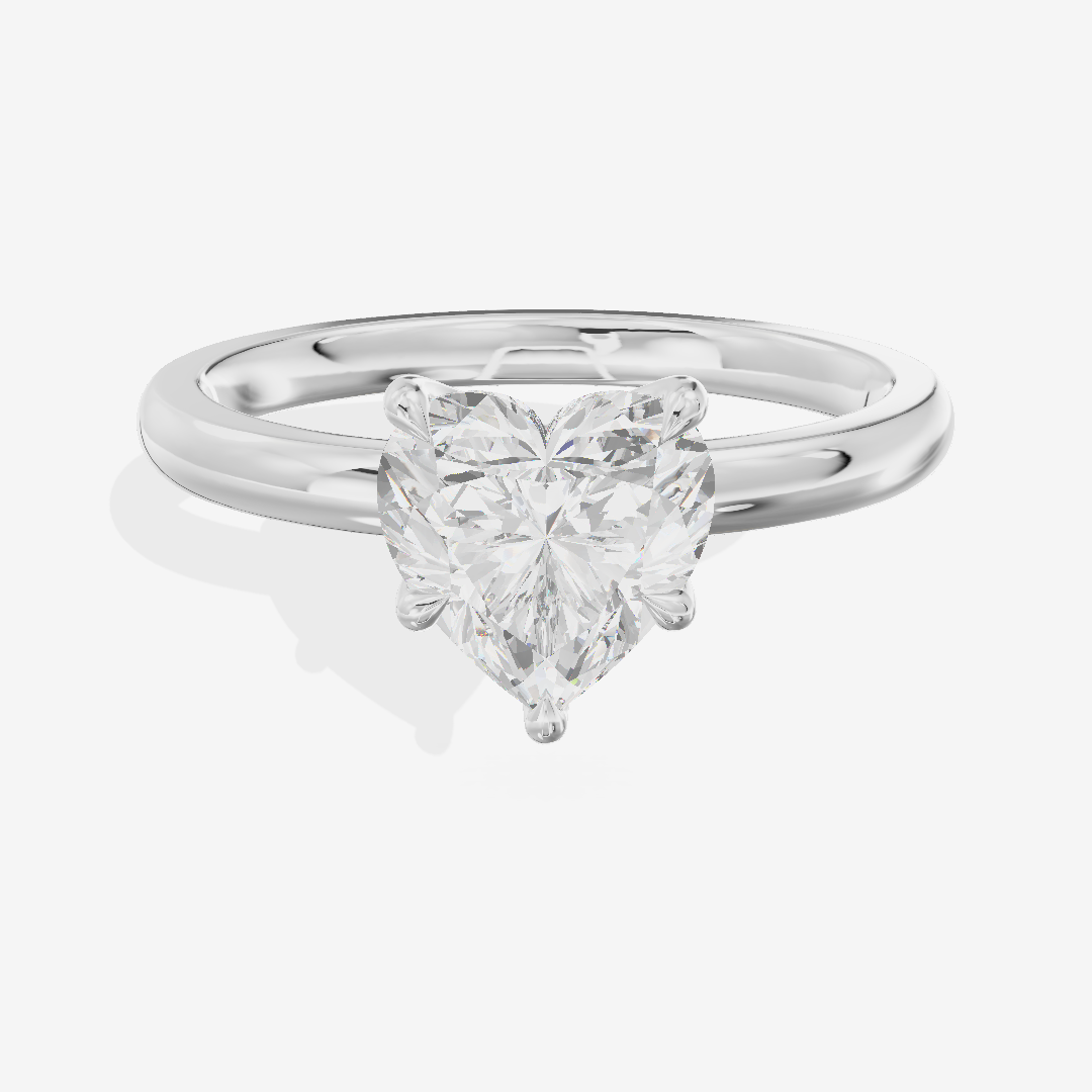 Bowed Tender 2mm Heart Six-Prong Engagement Ring in Platinum