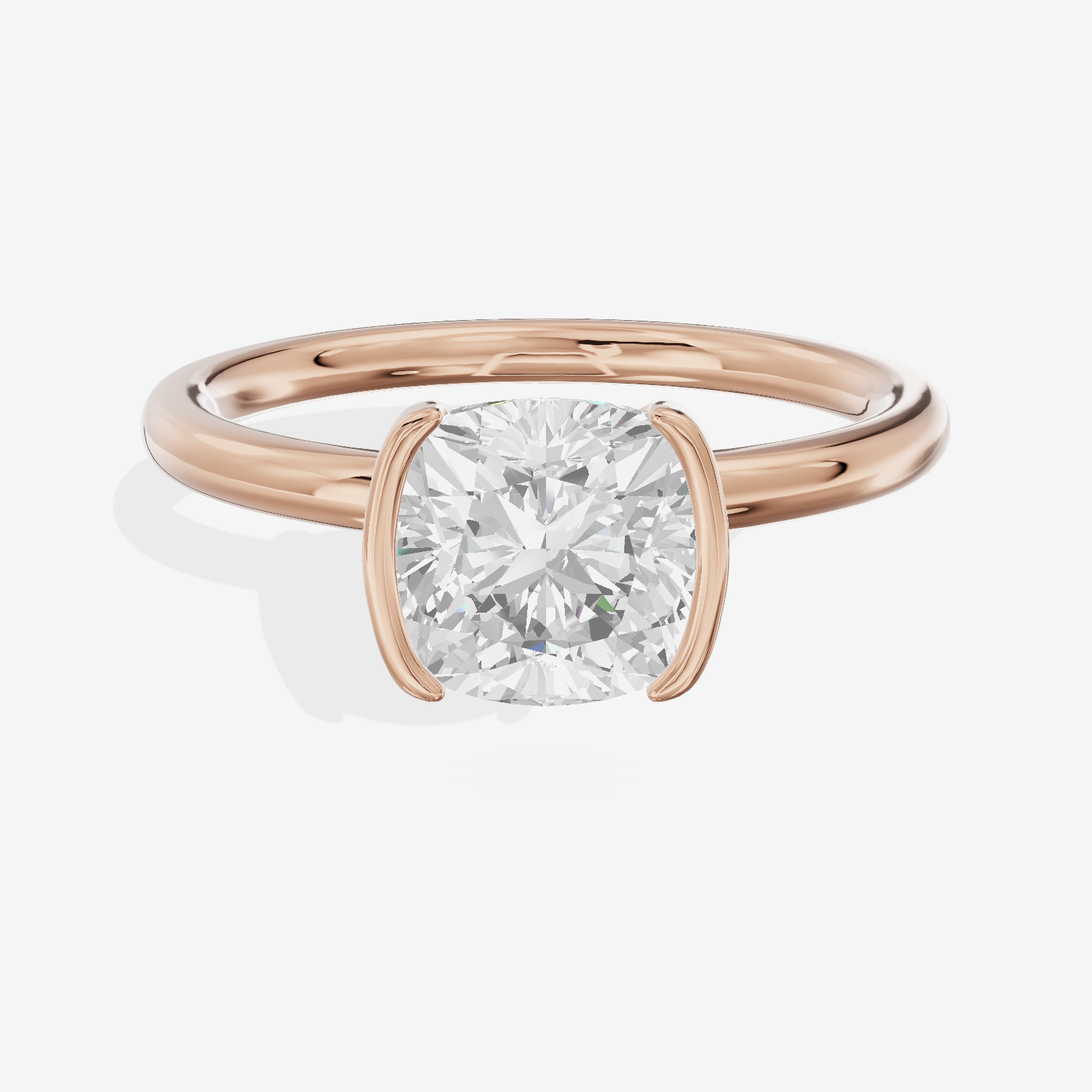 Sincere Bezel 1.8mm Cushion Solitaire Engagement Ring in 18K Rose Gold