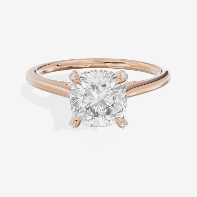 Grand Vowsae Cushion Engagement Ring with Side Stones (1/5 ct. tw.) in 14K Rose Gold
