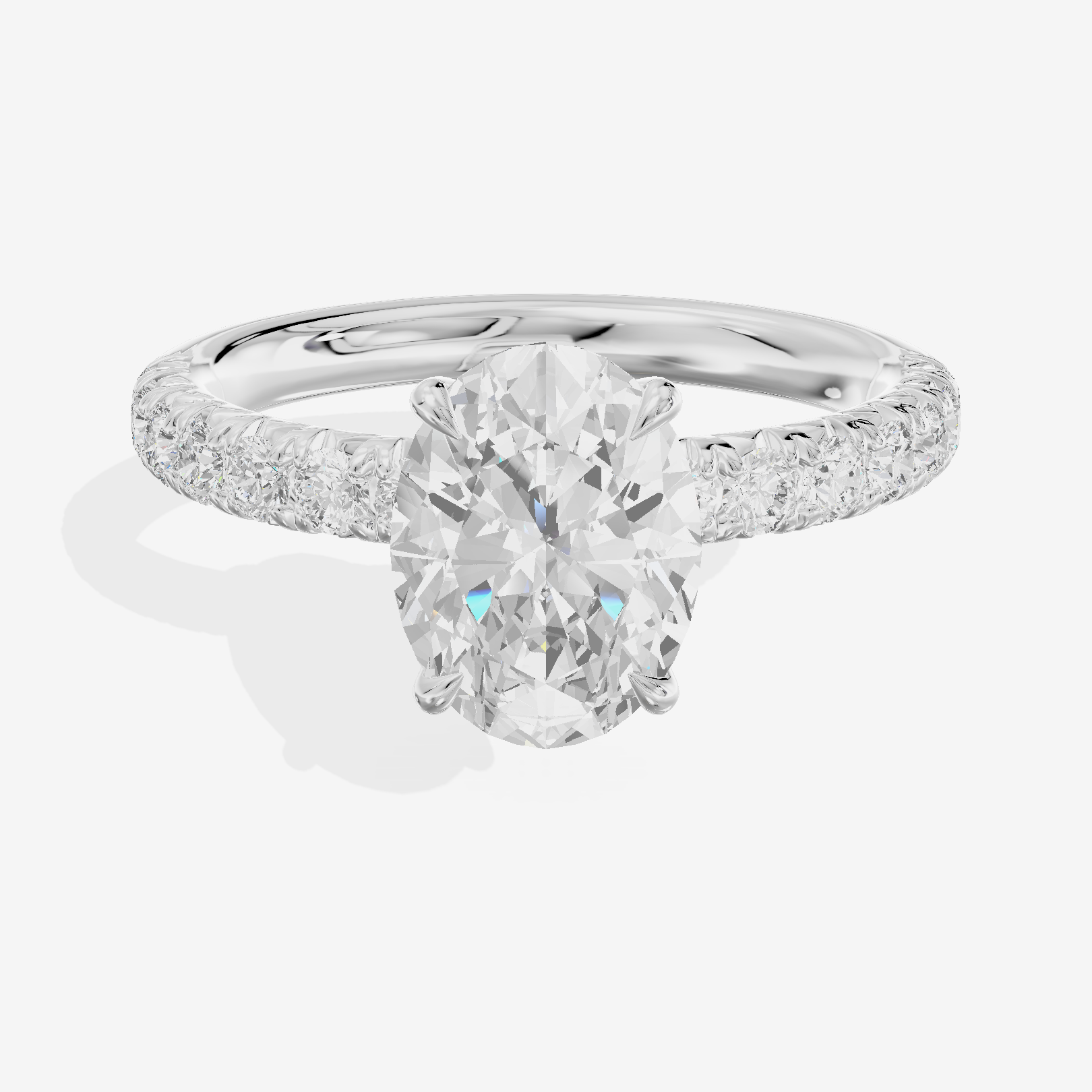 Luxe Aurea Oval Engagement Ring with Side Stones (3/8 ct. tw.) in 14K White Gold