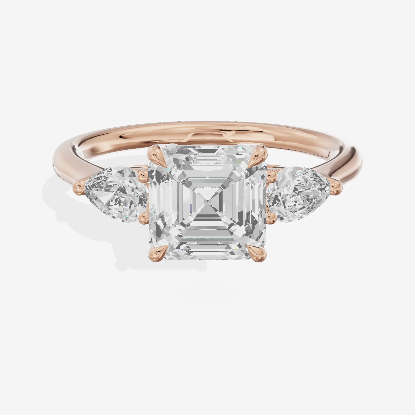 Grand Triade Asscher Three Stone Engagement Ring (2/5 ct. tw.) in 14K Rose Gold