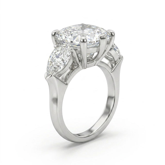 Cathedral Three Stone Heart Engagement Ring (13.14 ct. tw.) in Platinum