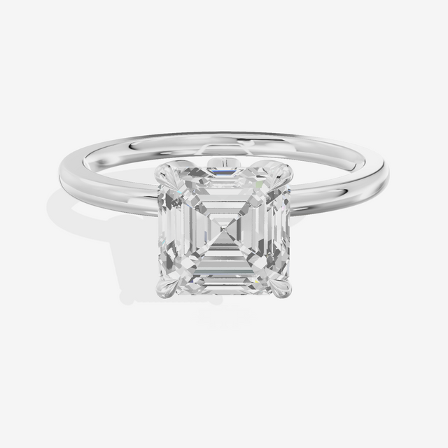 Whispered Vowsae Asscher Engagement Ring with Side Stones (1/15 ct. tw.) in 18K White Gold