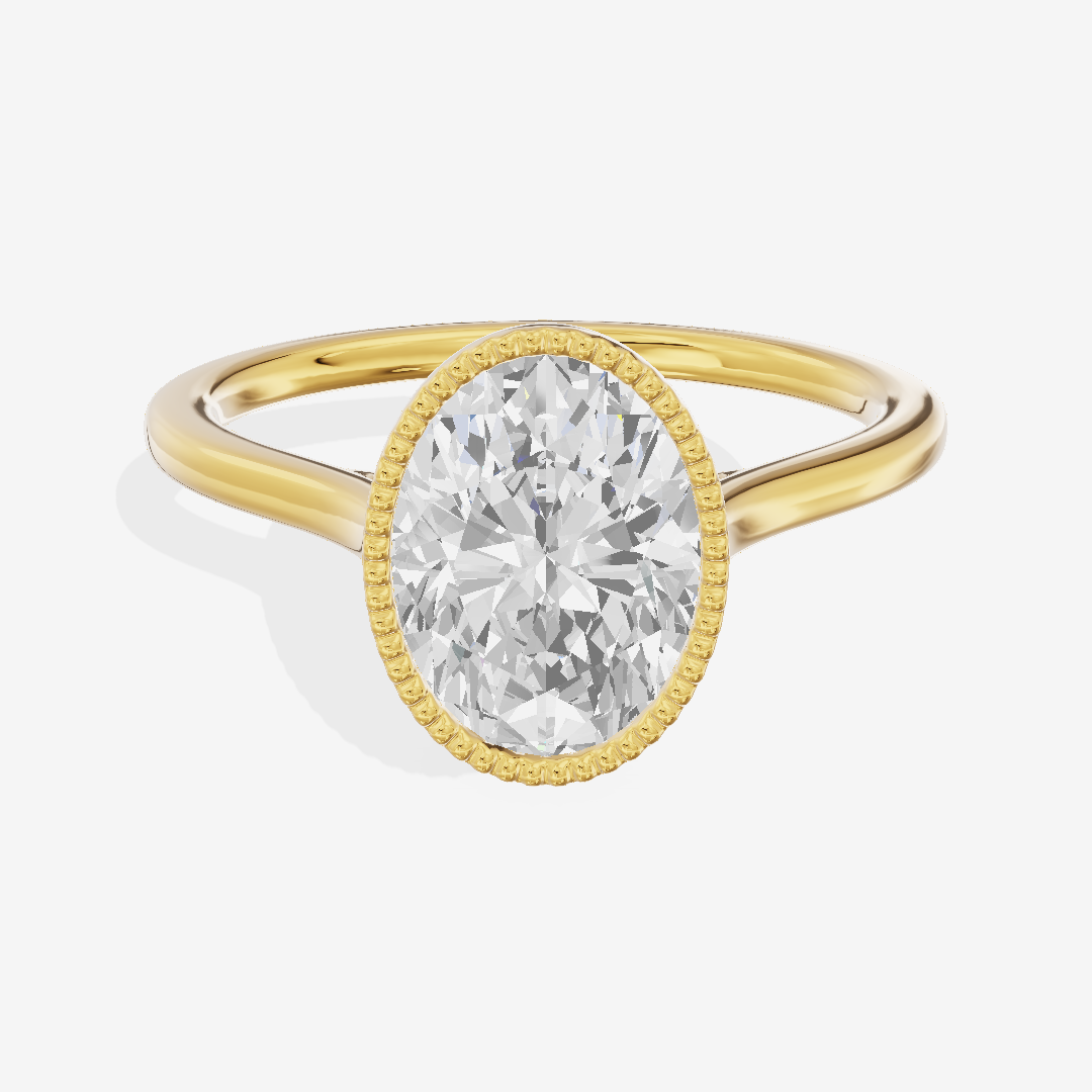 Modern Coeurine 1.5mm Oval Bezel Engagement Ring in 18K Yellow Gold