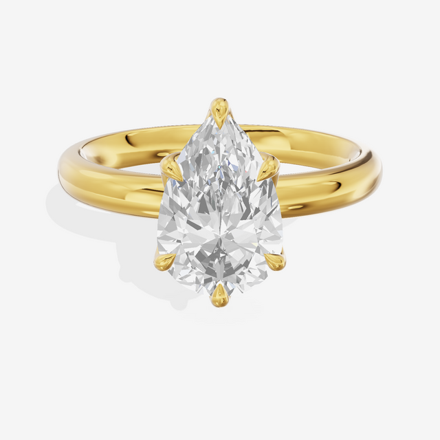 Vowsae 2.5mm Pear Six-Prong Engagement Ring in 14K Yellow Gold