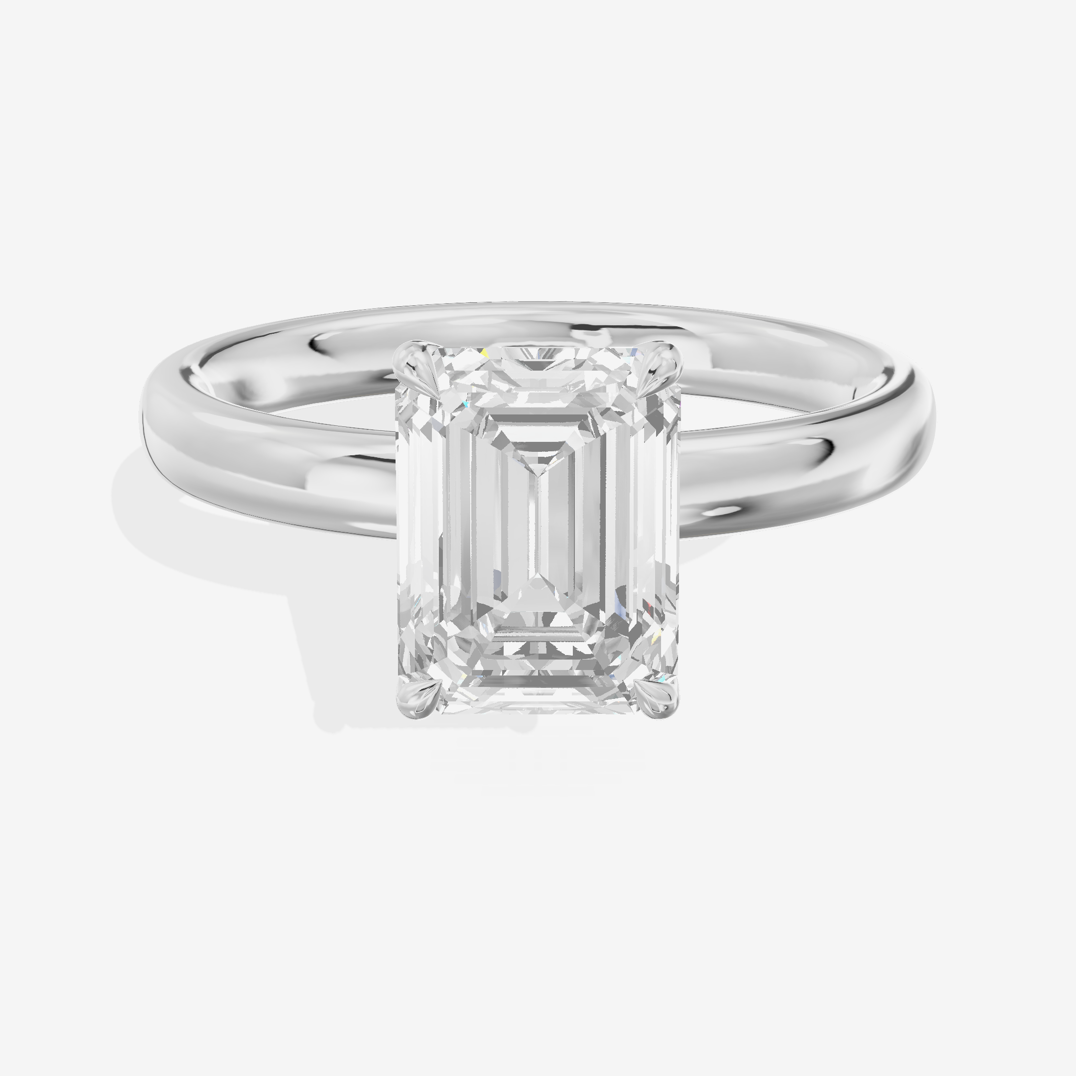 Hallowed Promezza 2.5mm Emerald Solitaire Engagement Ring in 18K White Gold