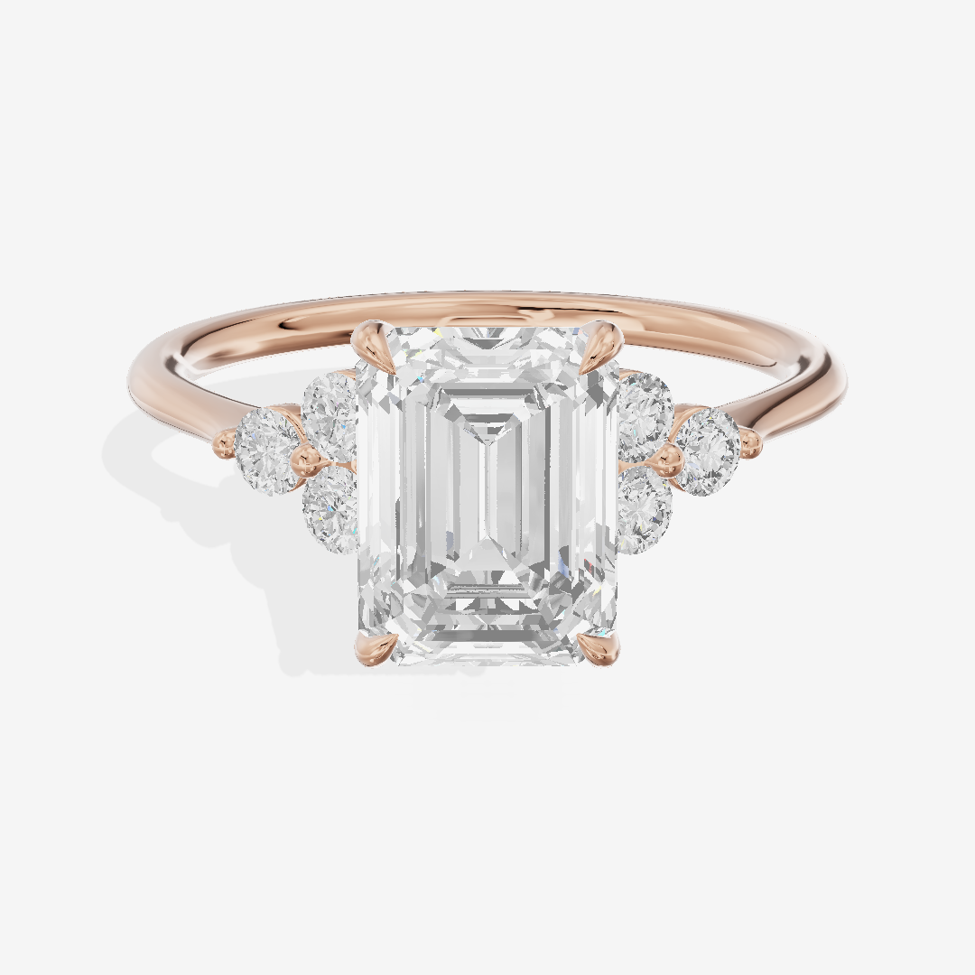 Luxe Trueheart Emerald Engagement Ring with Side Stones (1/5 ct. tw.) in 18K Rose Gold