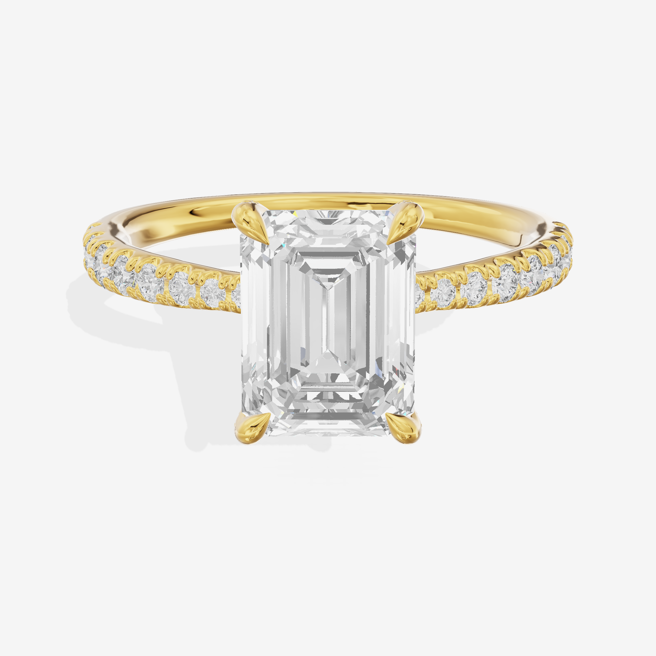 Whispered Lumera Emerald Engagement Ring with Side Stones (1/3 ct. tw.) in 18K Yellow Gold