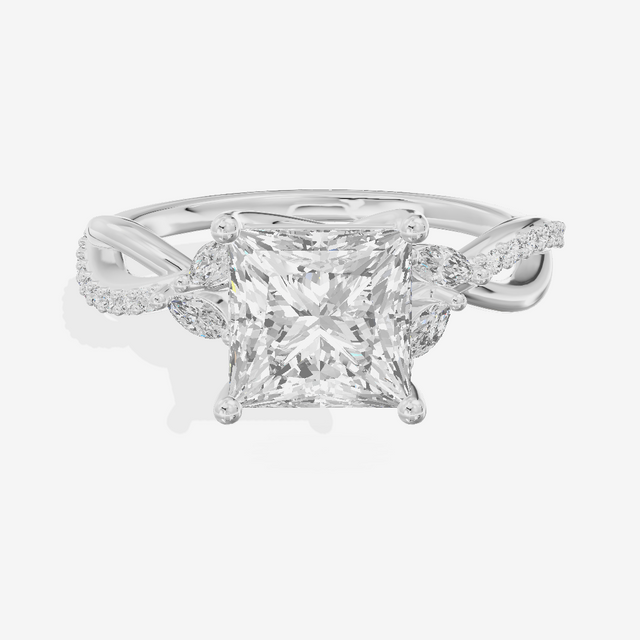 Petite Twine Princess Twisted Engagement Ring (1/5 ct. tw.) in Platinum