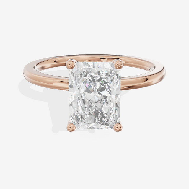 Vowsae Hidden Halo Radiant Engagement Ring (1/20 ct. tw.) in 14K Rose Gold