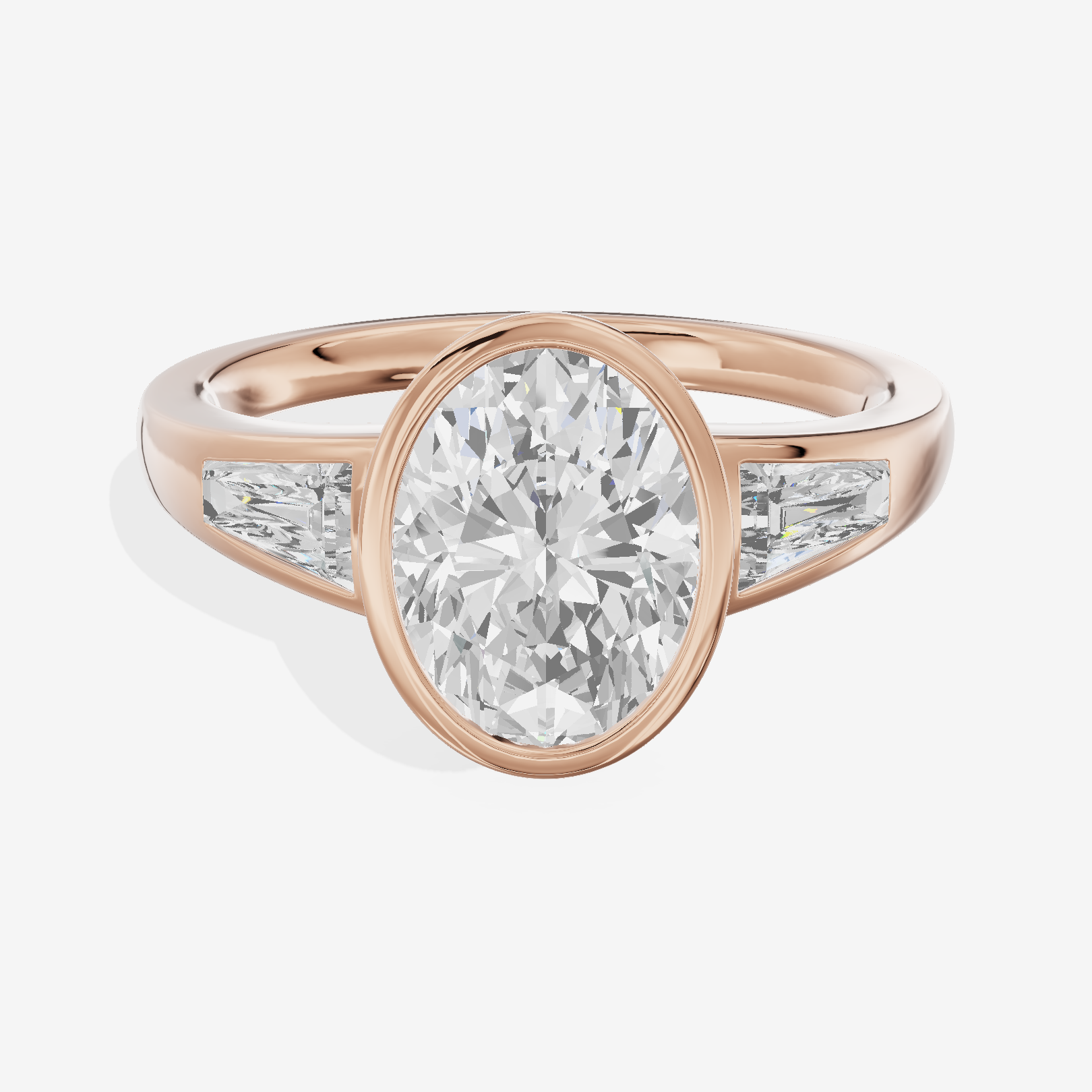 Modern Triade Oval Three Stone Engagement Ring (1/2 ct. tw.) in 18K Rose Gold