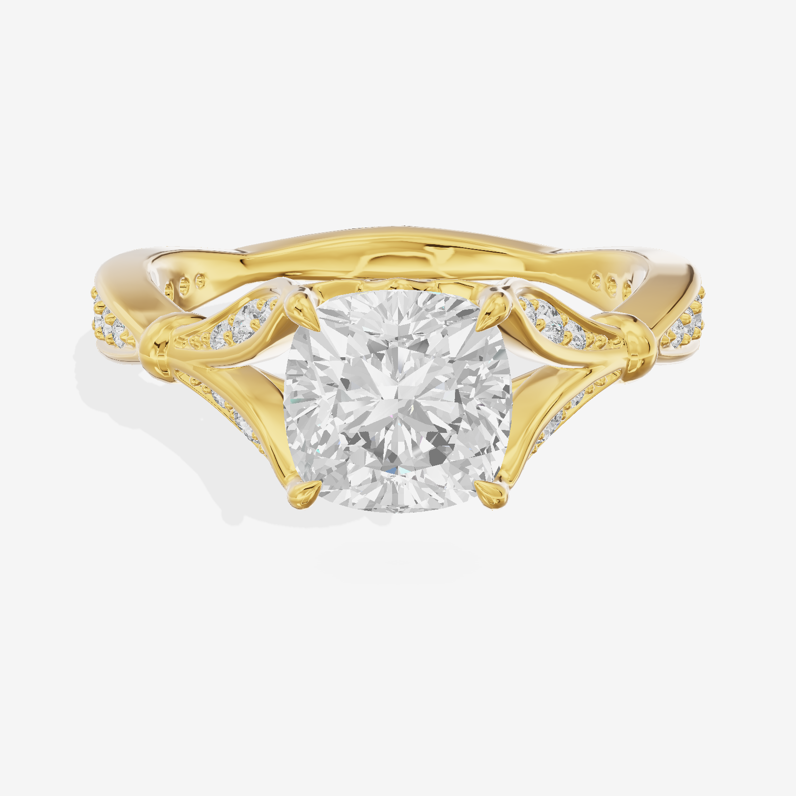 Sincere Bezel 1.8mm Cushion Solitaire Engagement Ring in 14K Yellow Gold