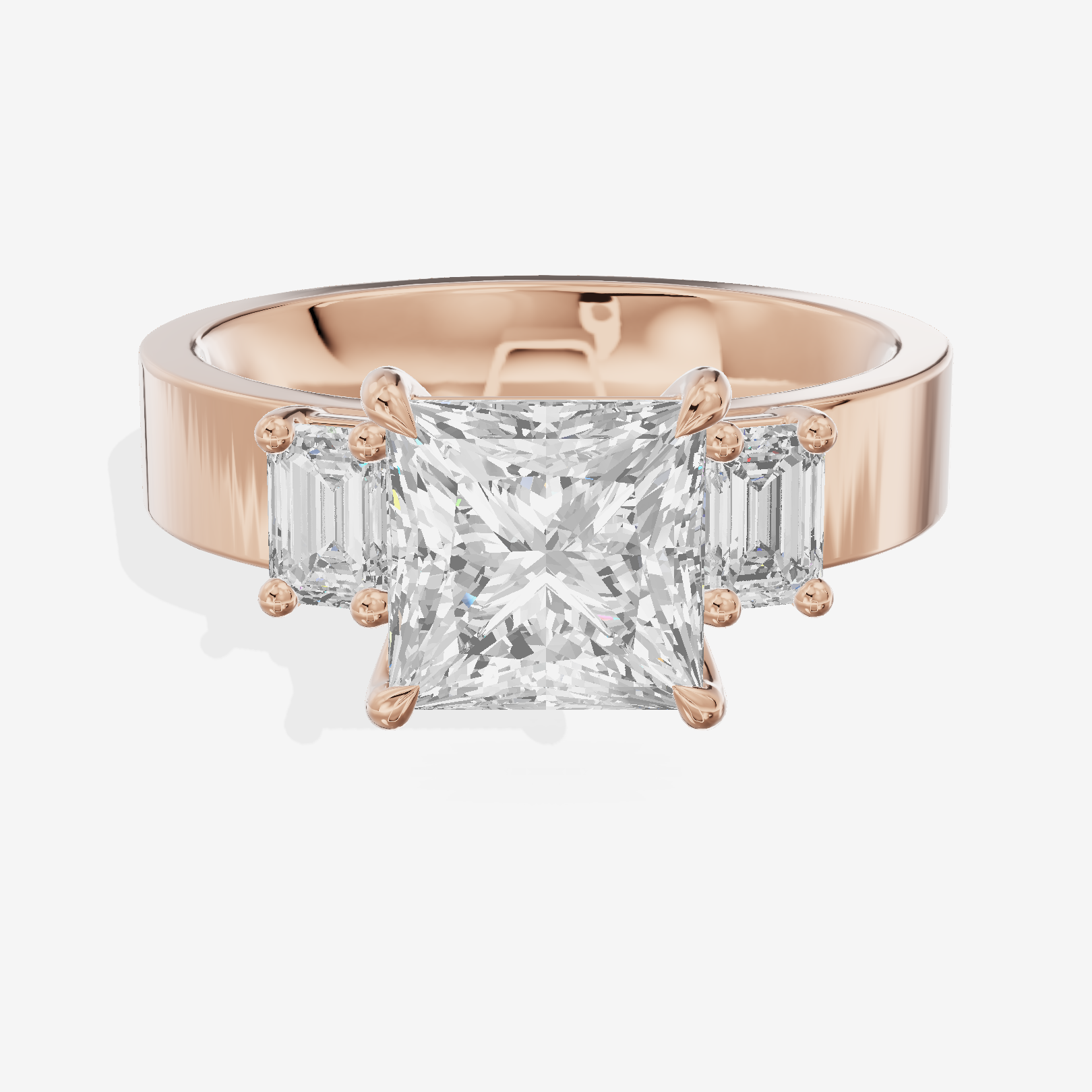 Vintage Vowsae Three Stone Princess Engagement Ring (1/2 ct. tw.) in 18K Rose Gold