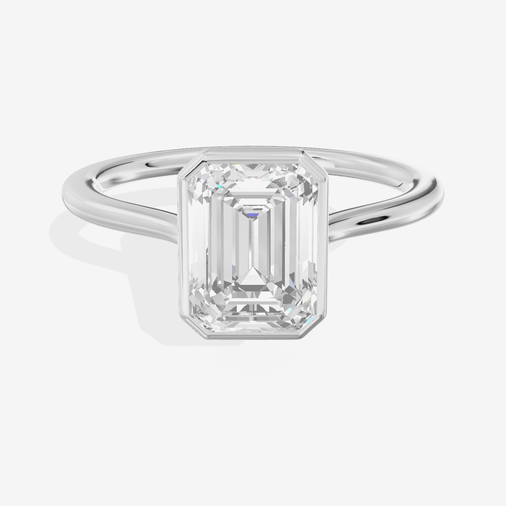 Petite Vowsae 1.5mm Emerald Bezel Engagement Ring in Platinum