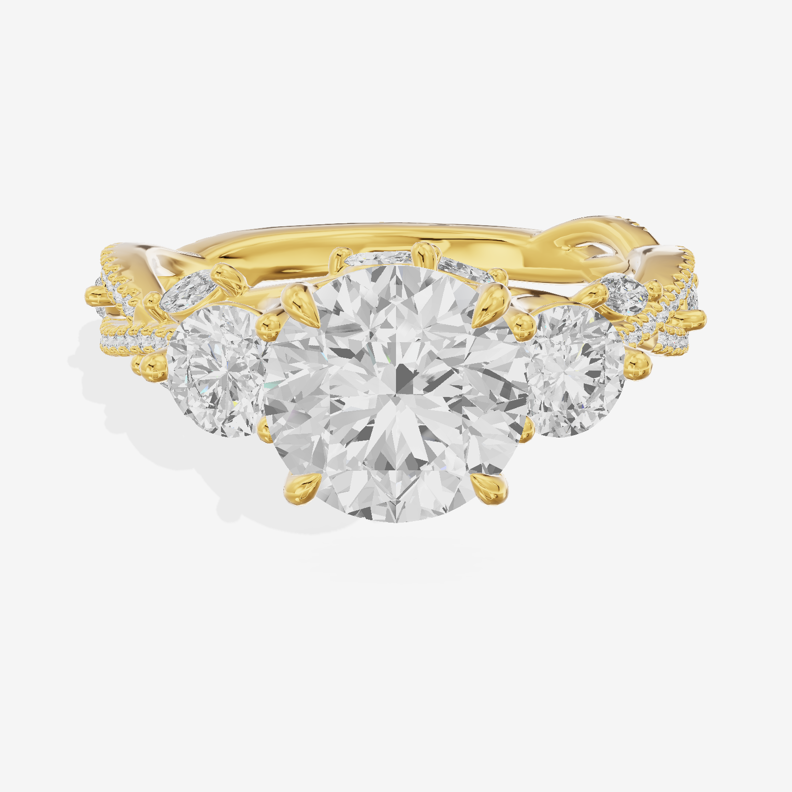 Classic Coeurine Three Stone Round Engagement Ring (3/5 ct. tw.) in 18K Yellow Gold
