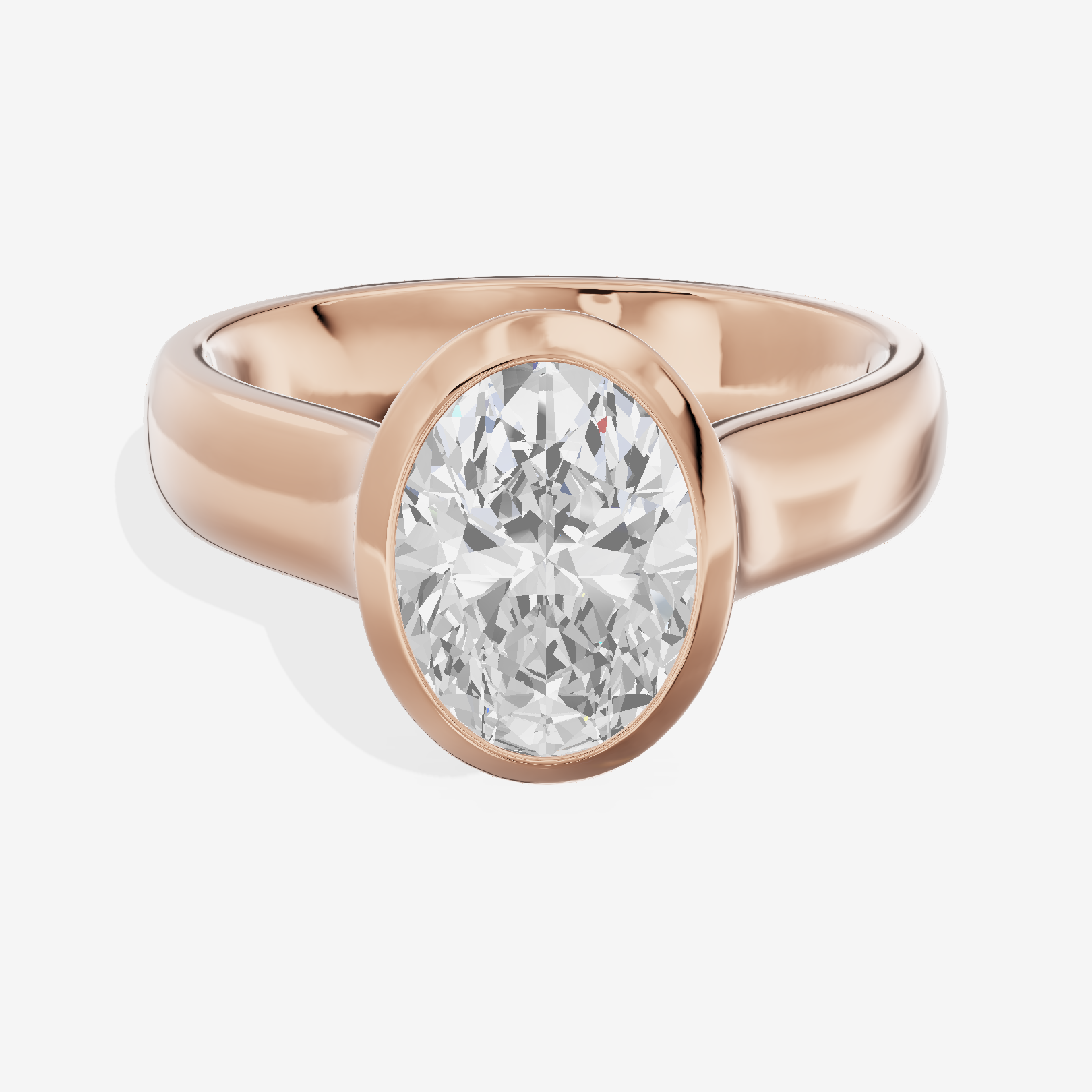 Cherubine 4mm Oval Bezel Engagement Ring in 18K Rose Gold