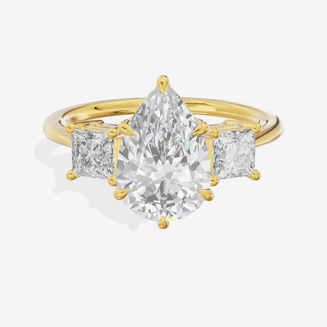 Belovae Anniversary Anniversary Pear Three Stone Engagement Ring (1/2 ct. tw.) in 14K Yellow Gold
