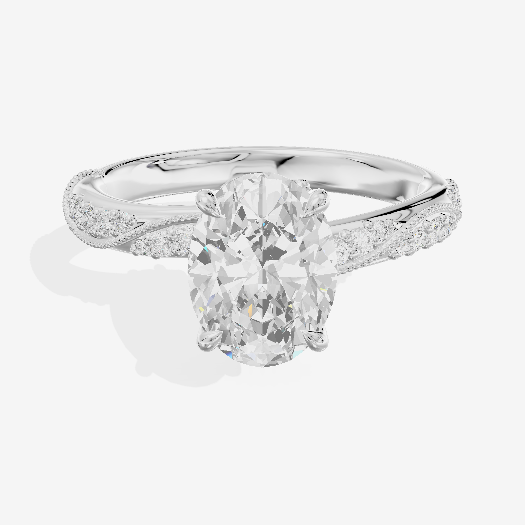 Classic Halcyon Oval Engagement Ring with Side Stones (1/4 ct. tw.) in Platinum