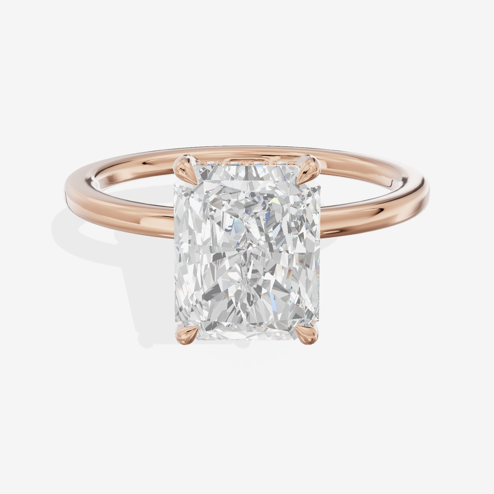 Lustrous Linger Radiant Engagement Ring with Side Stones (1/10 ct. tw.) in 18K Rose Gold