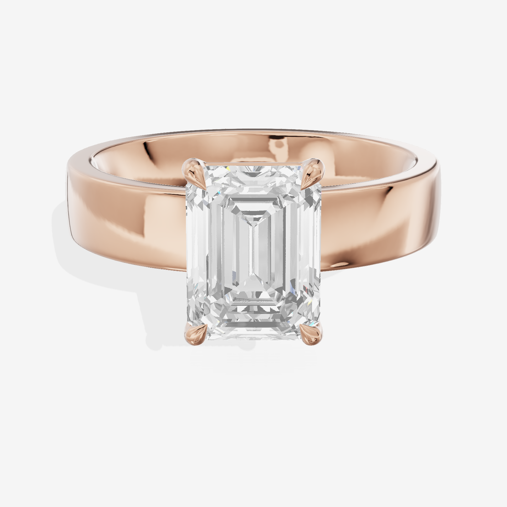 Hallowed Coeurine 4mm Emerald Solitaire Engagement Ring in 14K Rose Gold