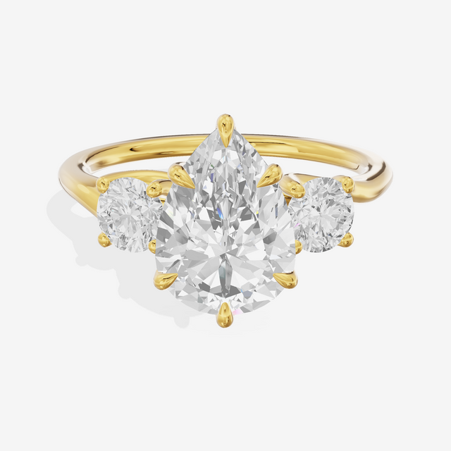 Luxe Vowsae Three Stone Pear Engagement Ring (1/2 ct. tw.) in 14K Yellow Gold