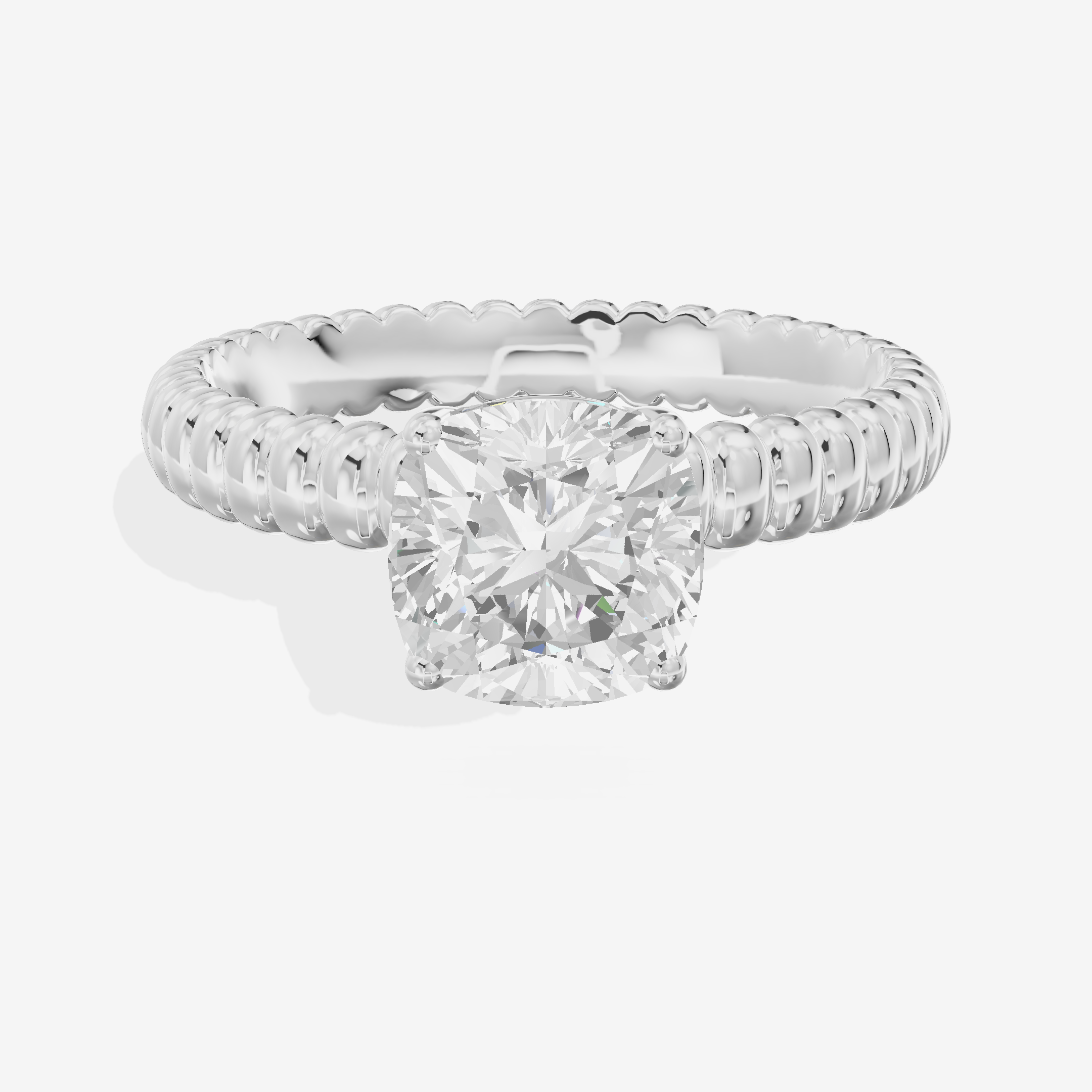 Lustrous Aimora 3mm Cushion Solitaire Engagement Ring in 14K White Gold