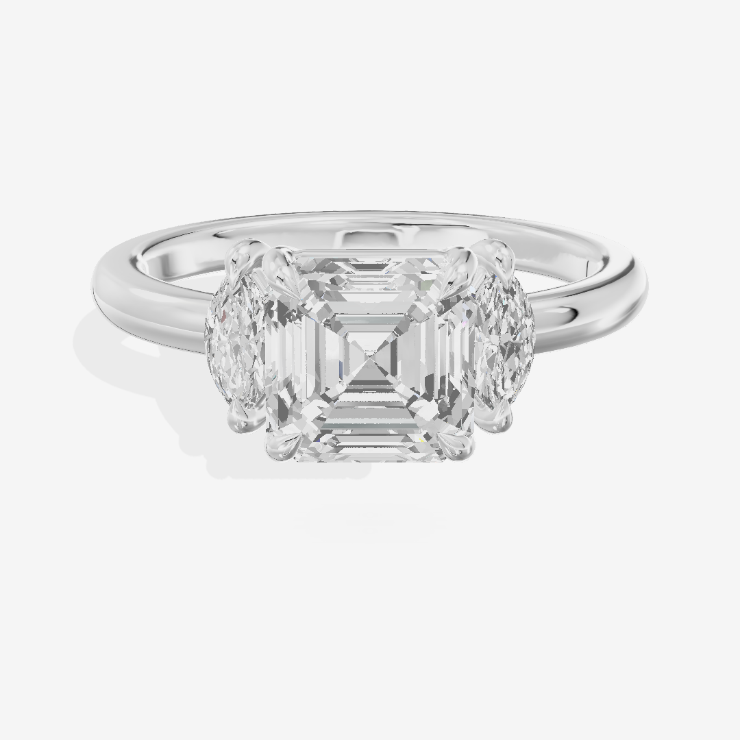 Classic Sincere Three Stone Asscher Engagement Ring (1/3 ct. tw.) in 18K White Gold