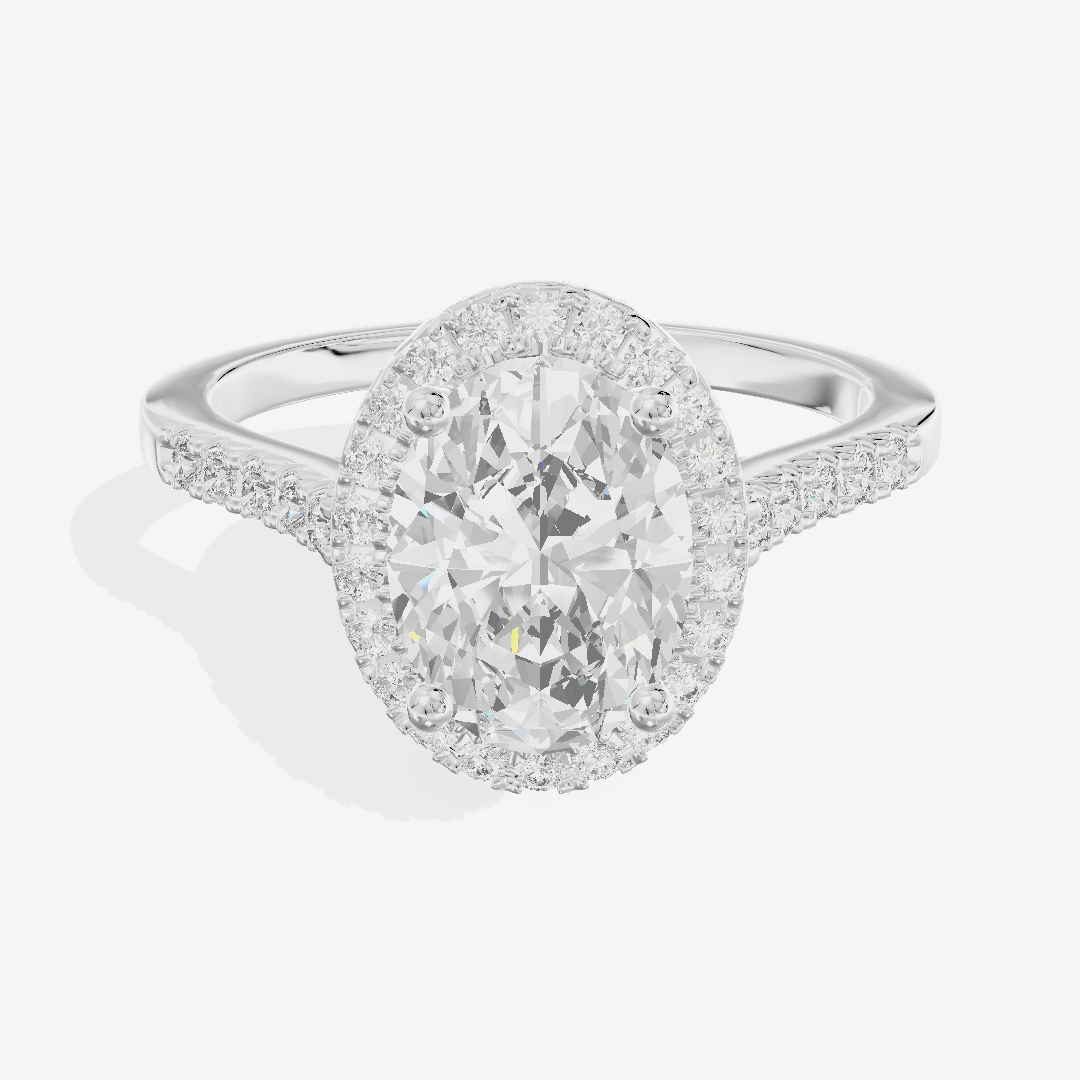 Lumera Halo Oval Engagement Ring (1/5 ct. tw.) in 18K White Gold