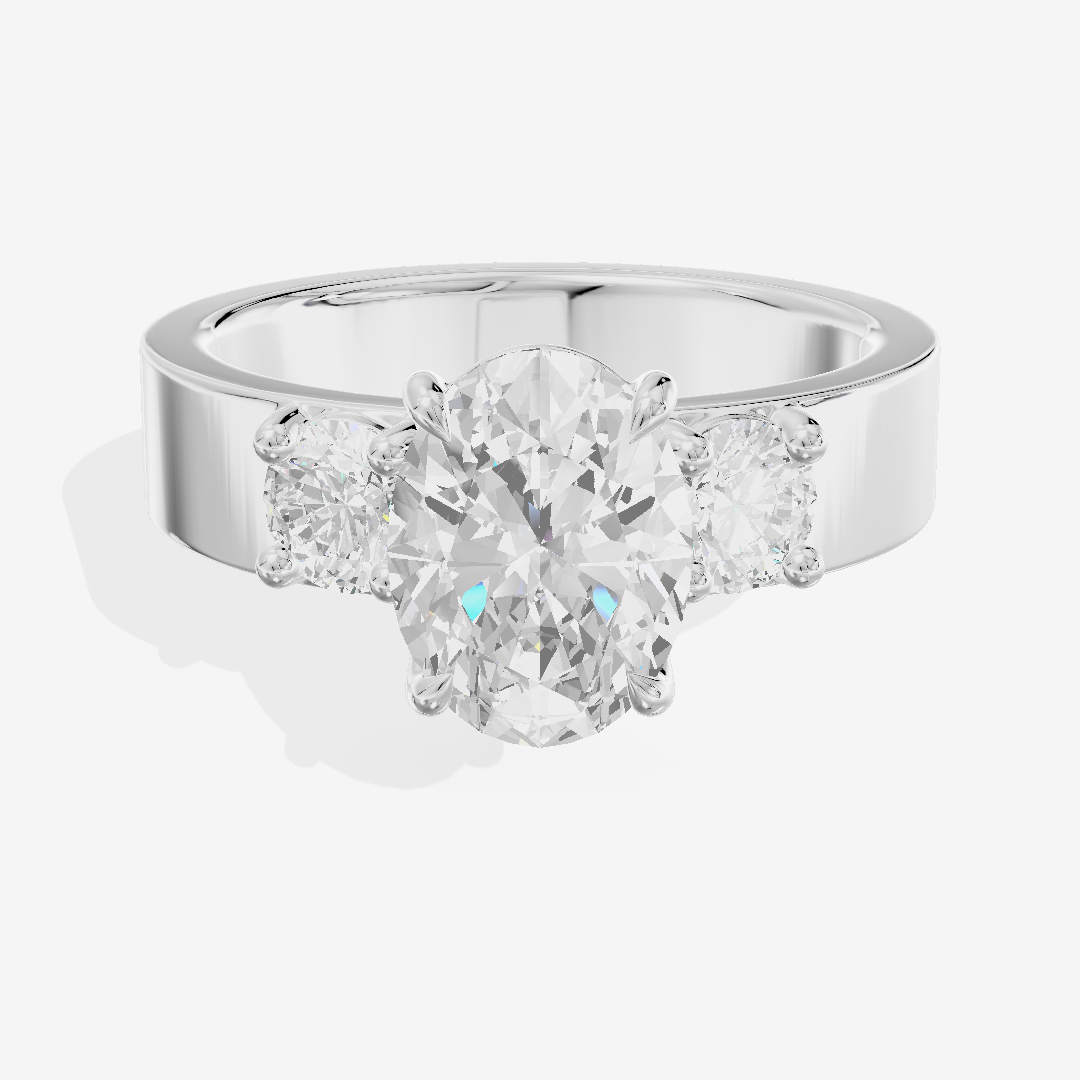 Royal Vowsae Three Stone Oval Engagement Ring (1/2 ct. tw.) in 18K White Gold