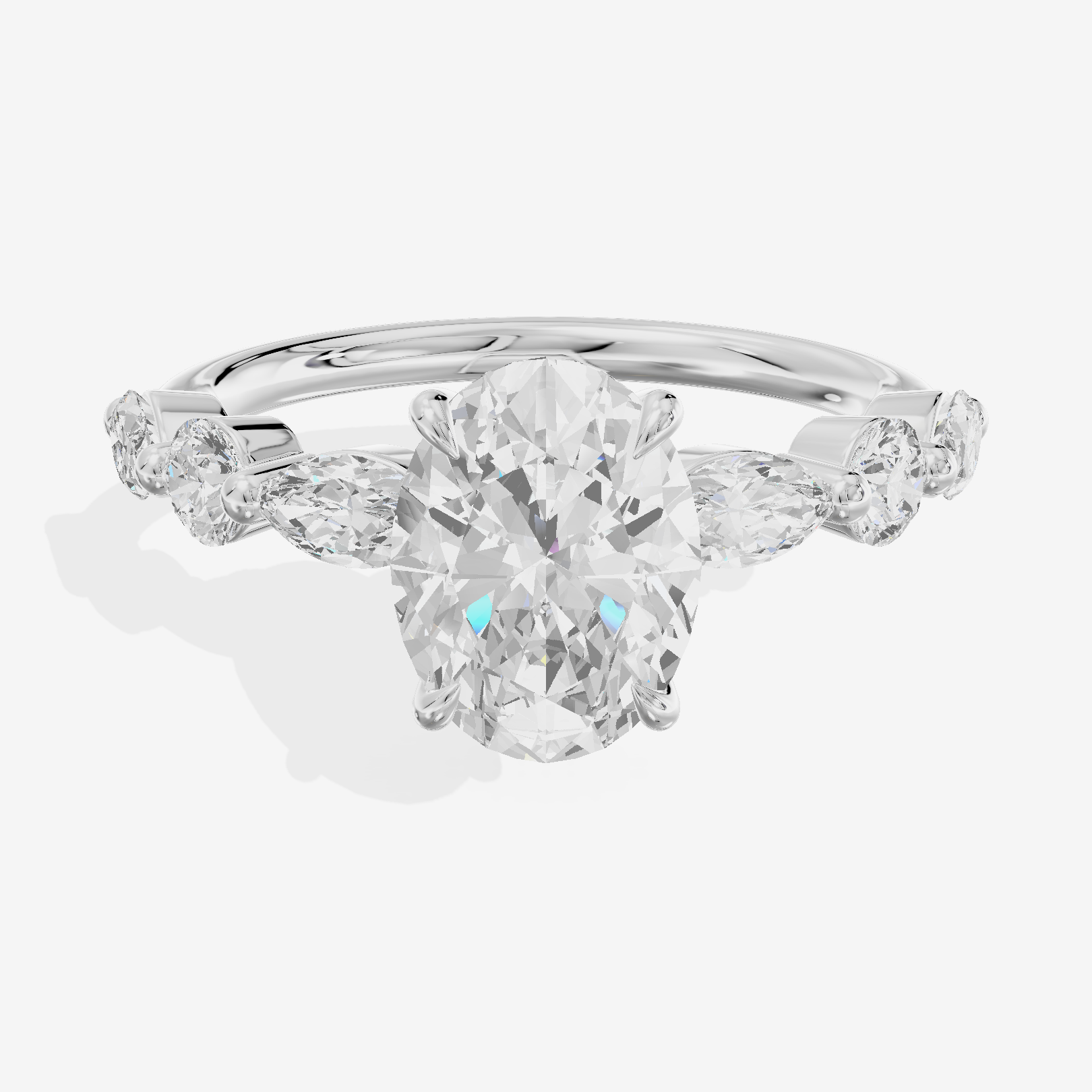Lumera Cathedral Oval Engagement Ring with Side Stones (1/3 ct. tw.) in Platinum