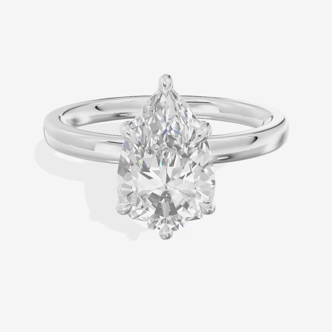 Petite Eversince 2mm Pear Solitaire Engagement Ring in 18K White Gold