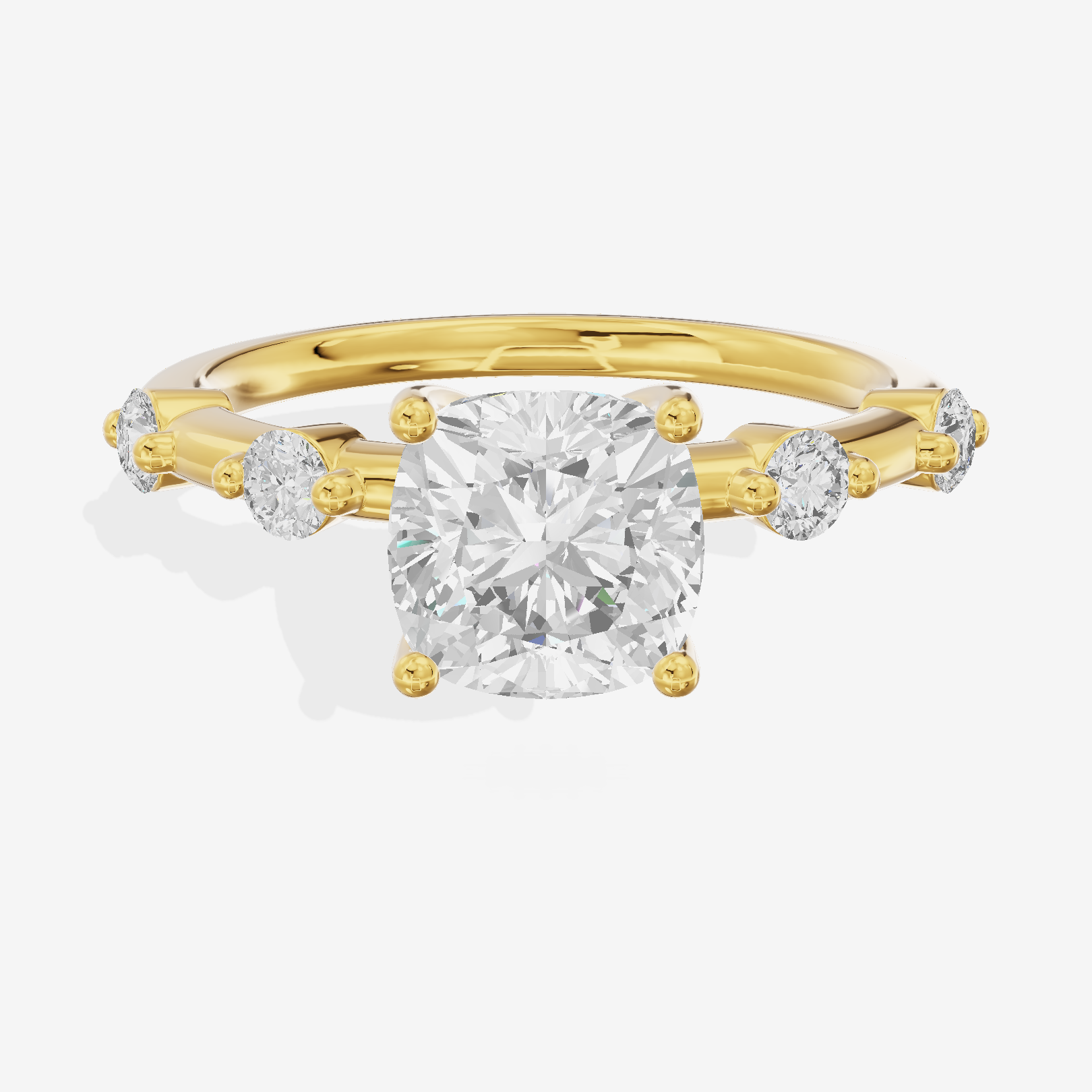 Petite Heartline Cushion Engagement Ring with Side Stones (1/5 ct. tw.) in 18K Yellow Gold