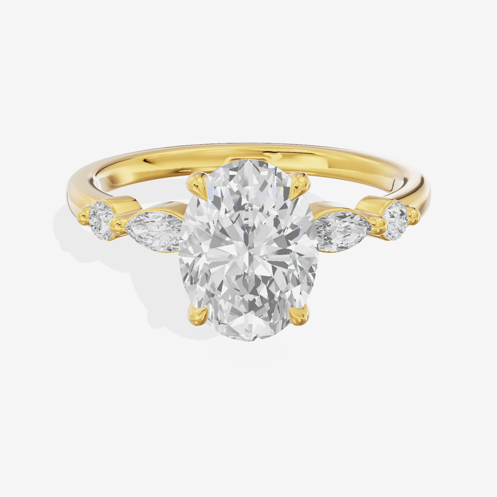 Petite Cherubine Oval Engagement Ring with Side Stones (1/3 ct. tw.) in 14K Yellow Gold