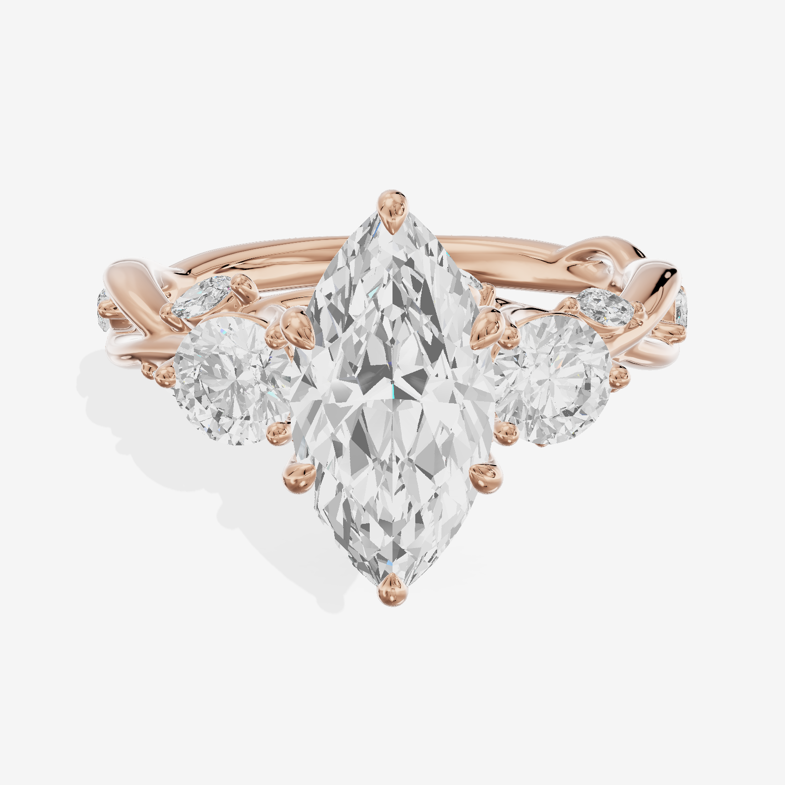Modern Vowsae Three Stone Marquise Engagement Ring (3/4 ct. tw.) in 18K Rose Gold
