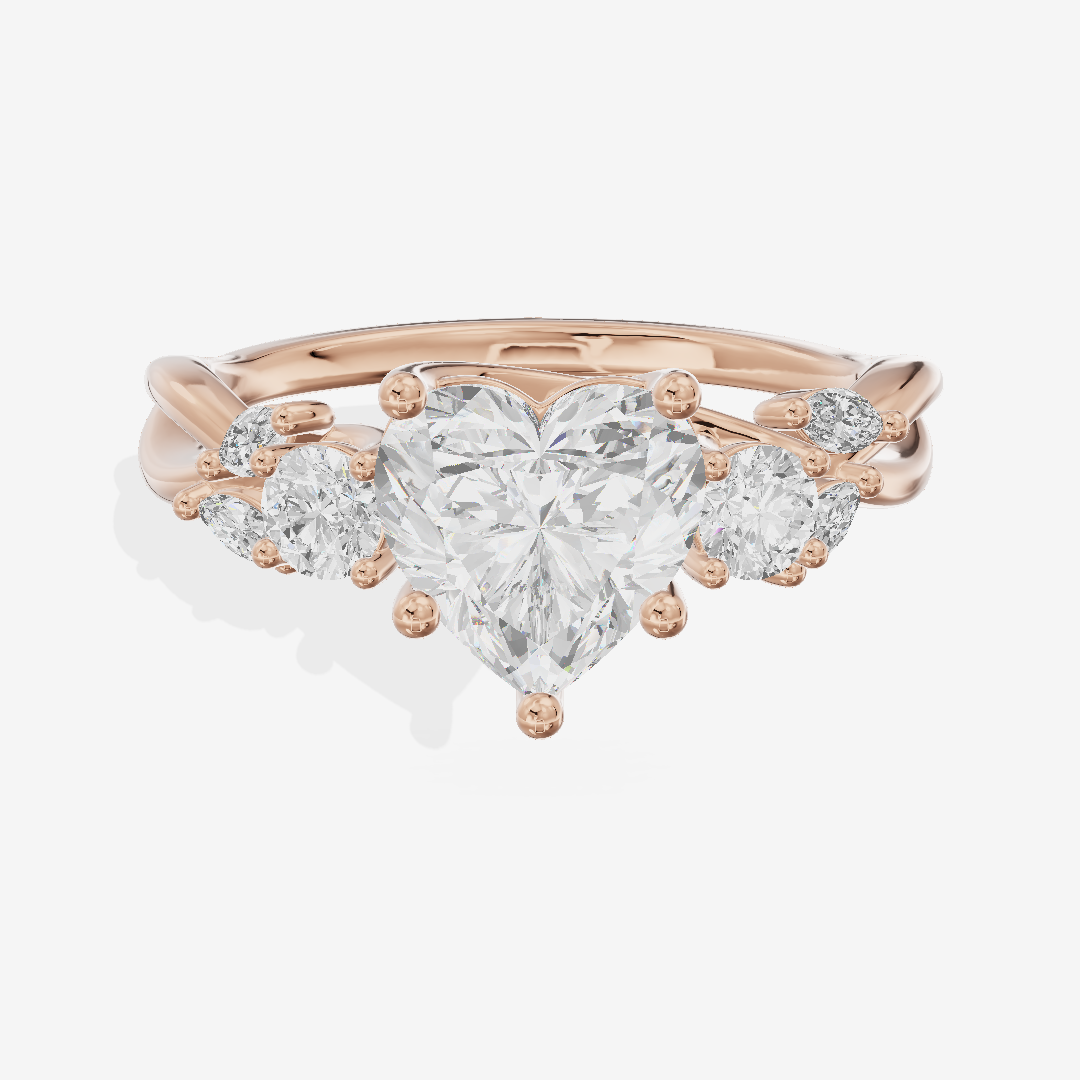 Twine Three Stone Heart Engagement Ring (1/3 ct. tw.) in 18K Rose Gold