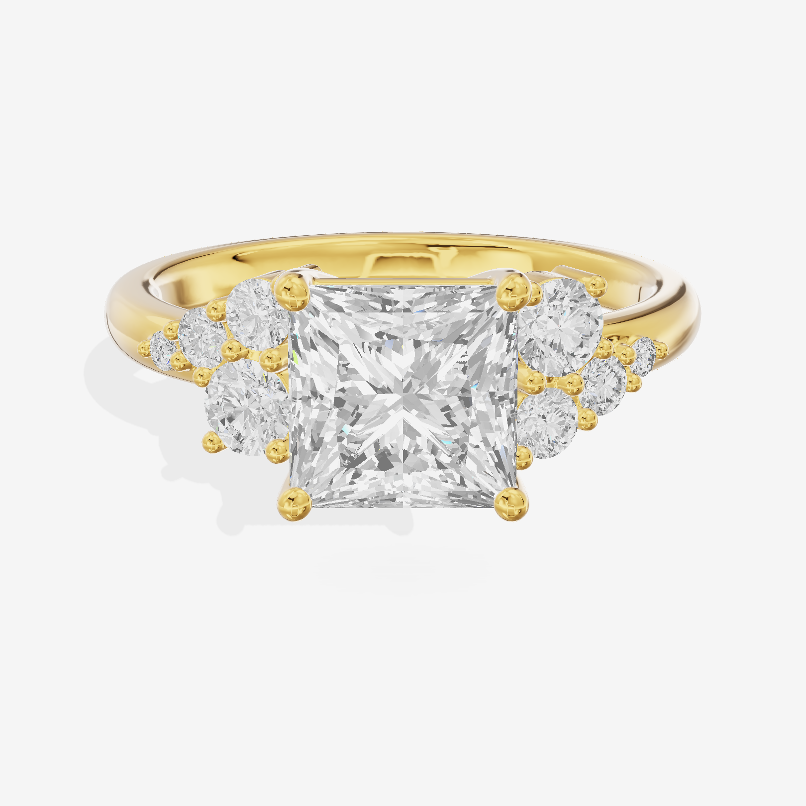 Modern Tender Princess Engagement Ring with Side Stones (1/3 ct. tw.) in 14K Yellow Gold