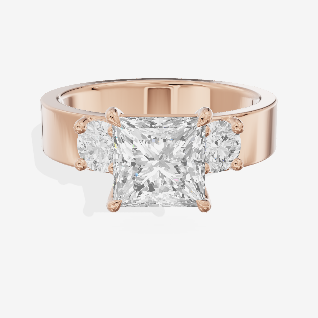 Royal Vowsae Three Stone Princess Engagement Ring (1/2 ct. tw.) in 18K Rose Gold