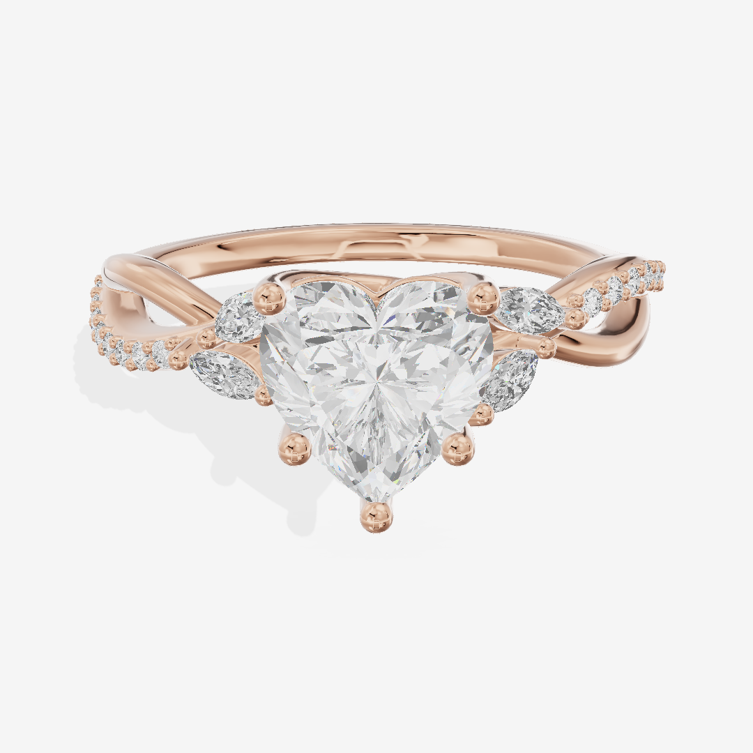 Petite Twine Heart Twisted Engagement Ring (1/5 ct. tw.) in 14K Rose Gold
