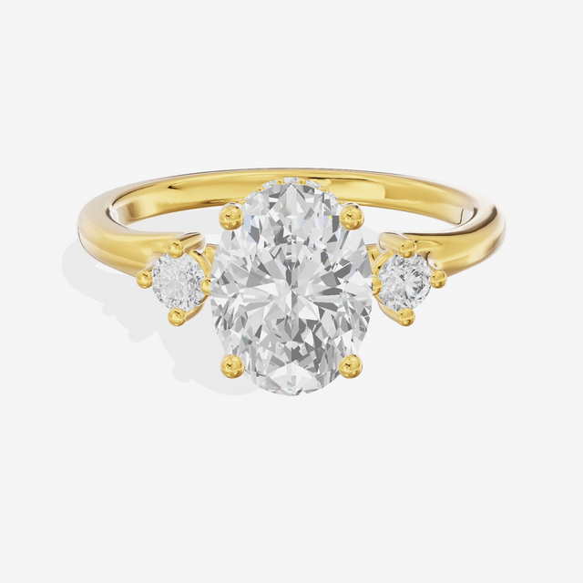 Sincere Three Stone Oval Engagement Ring (1/6 ct. tw.) in 18K Yellow Gold