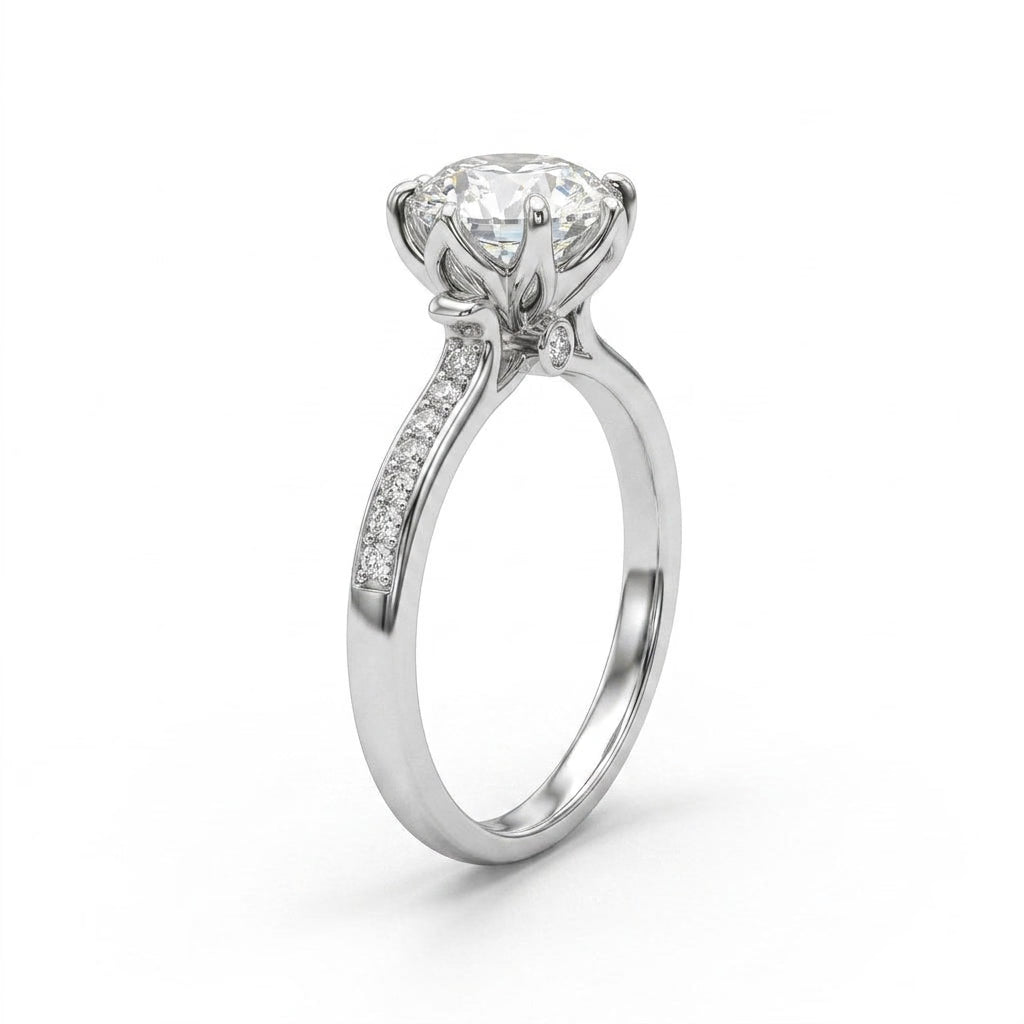Halo Pavé Round Engagement Ring (5/8 ct. tw.) in 18K White Gold