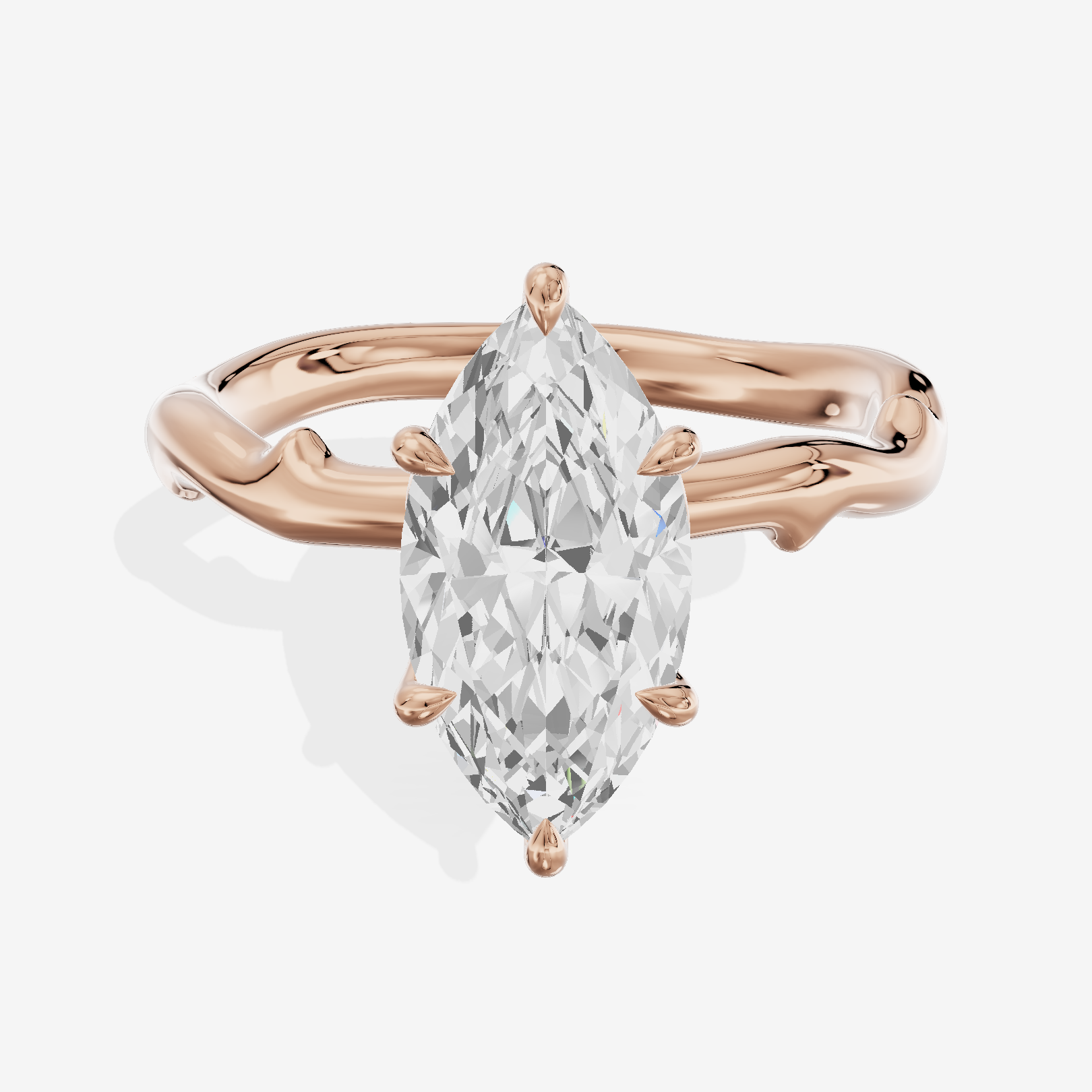 Vowsae Cathedral 2.2mm Marquise Solitaire Engagement Ring in 18K Rose Gold
