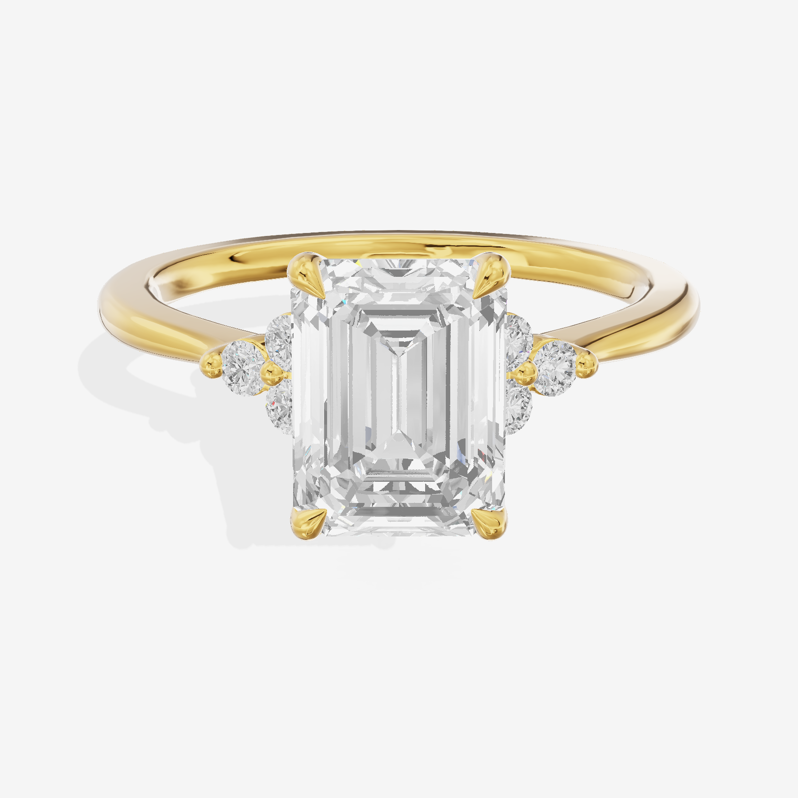 Petite Whisper Emerald Engagement Ring with Side Stones (1/10 ct. tw.) in 14K Yellow Gold